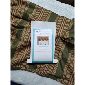 WAVERLY SWEETWATER Tuck Amanda VALANCE STRIPED OLIVE  GREEN 79" Wide X 16" Long